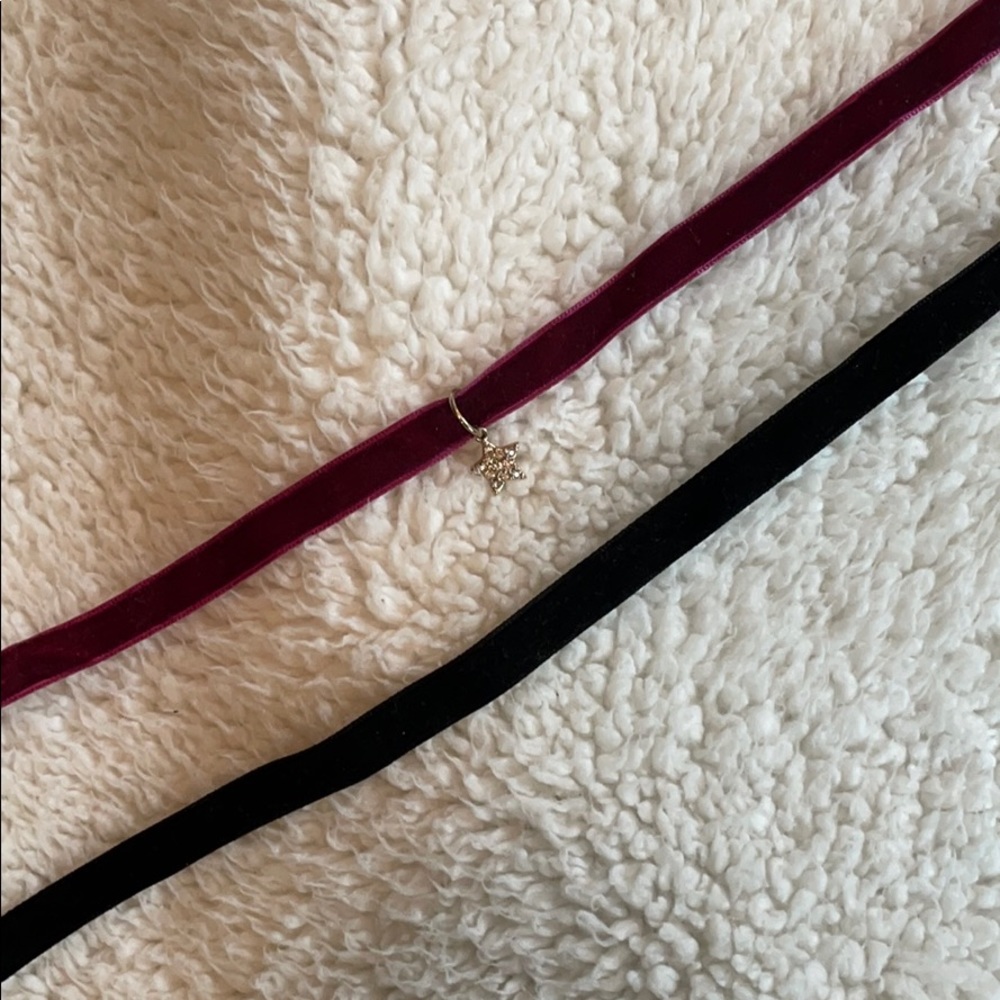 Velvet choker set-black and purple with star charm